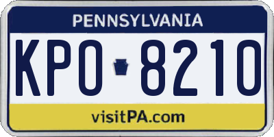PA license plate KPO8210