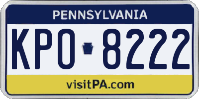 PA license plate KPO8222