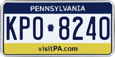 PA license plate KPO8240