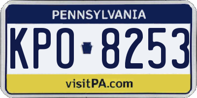 PA license plate KPO8253