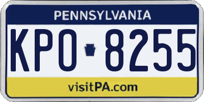 PA license plate KPO8255