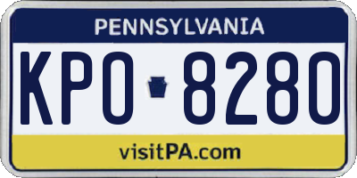 PA license plate KPO8280