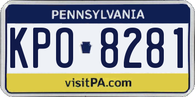 PA license plate KPO8281