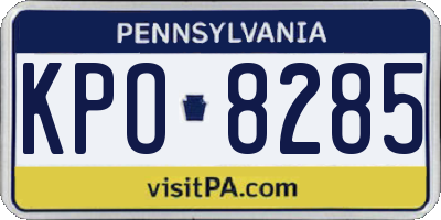 PA license plate KPO8285