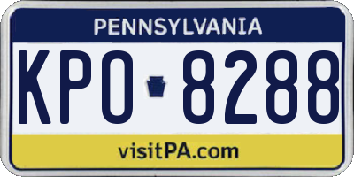 PA license plate KPO8288