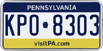 PA license plate KPO8303