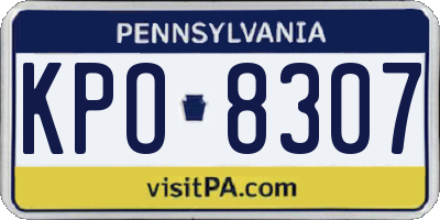 PA license plate KPO8307