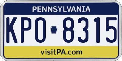 PA license plate KPO8315