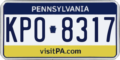 PA license plate KPO8317