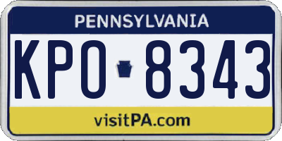 PA license plate KPO8343