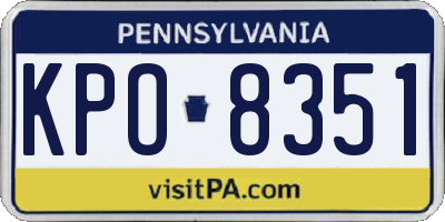 PA license plate KPO8351