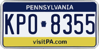 PA license plate KPO8355