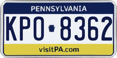PA license plate KPO8362