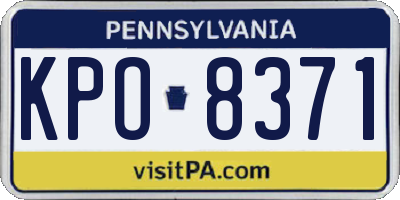 PA license plate KPO8371