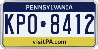 PA license plate KPO8412