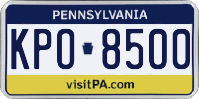 PA license plate KPO8500
