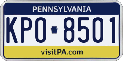 PA license plate KPO8501