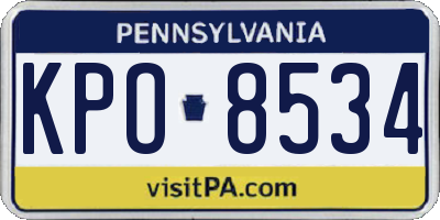 PA license plate KPO8534