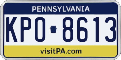 PA license plate KPO8613