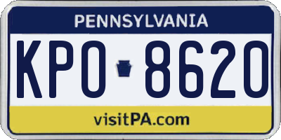 PA license plate KPO8620