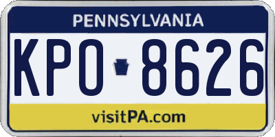 PA license plate KPO8626