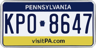 PA license plate KPO8647