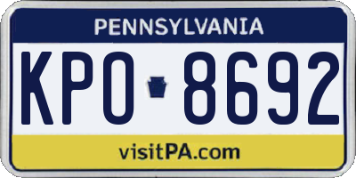 PA license plate KPO8692