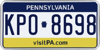 PA license plate KPO8698