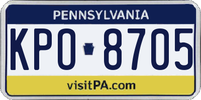 PA license plate KPO8705