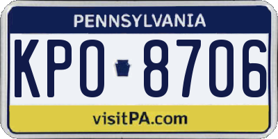 PA license plate KPO8706