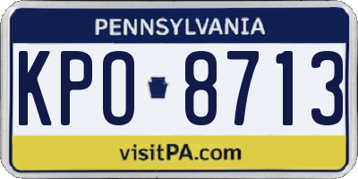 PA license plate KPO8713