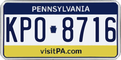 PA license plate KPO8716