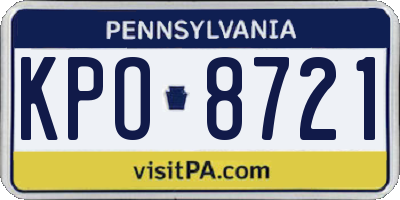 PA license plate KPO8721