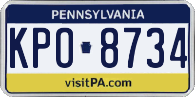 PA license plate KPO8734