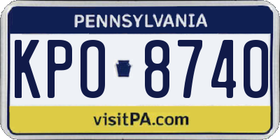PA license plate KPO8740