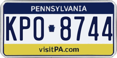 PA license plate KPO8744