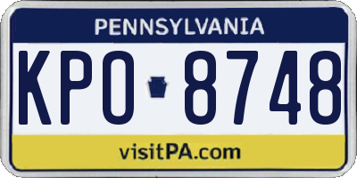 PA license plate KPO8748