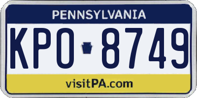 PA license plate KPO8749