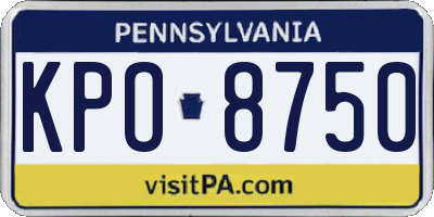 PA license plate KPO8750