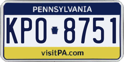 PA license plate KPO8751
