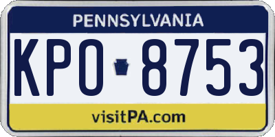 PA license plate KPO8753