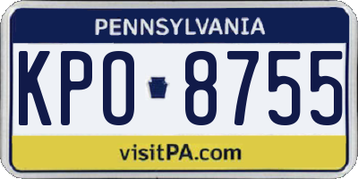 PA license plate KPO8755