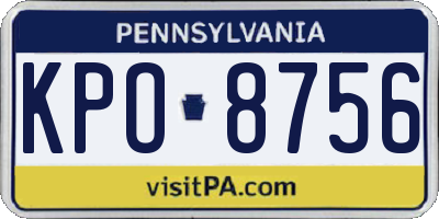 PA license plate KPO8756