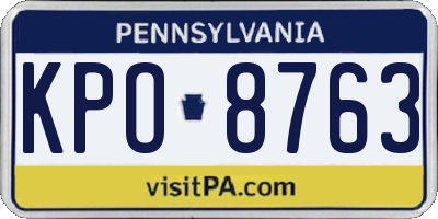 PA license plate KPO8763