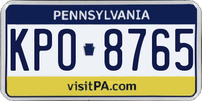 PA license plate KPO8765
