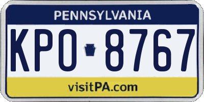 PA license plate KPO8767