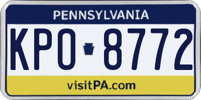 PA license plate KPO8772