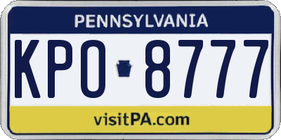 PA license plate KPO8777