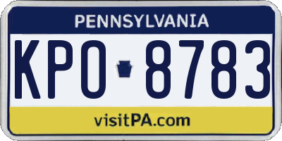 PA license plate KPO8783