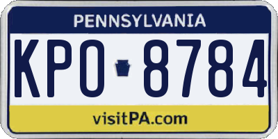 PA license plate KPO8784